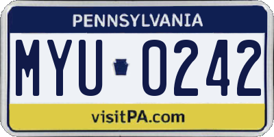 PA license plate MYU0242