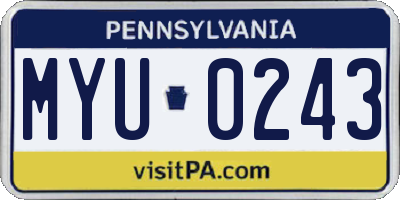 PA license plate MYU0243