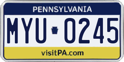 PA license plate MYU0245