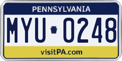 PA license plate MYU0248