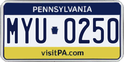 PA license plate MYU0250