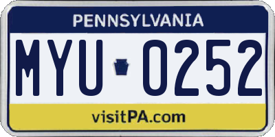 PA license plate MYU0252
