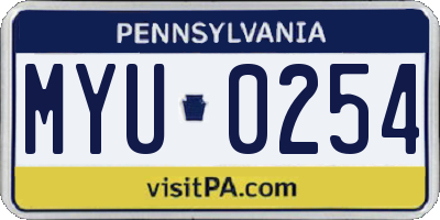 PA license plate MYU0254