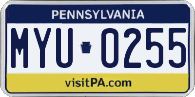 PA license plate MYU0255