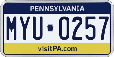 PA license plate MYU0257