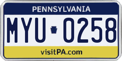 PA license plate MYU0258