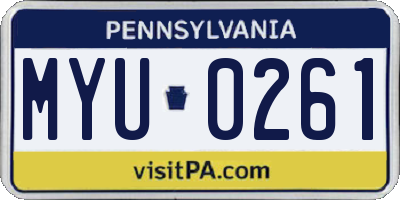 PA license plate MYU0261