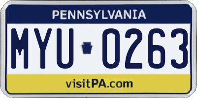 PA license plate MYU0263