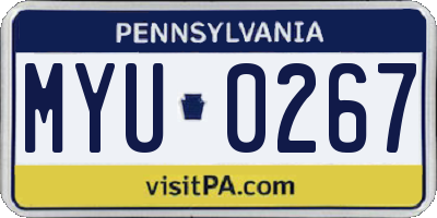 PA license plate MYU0267