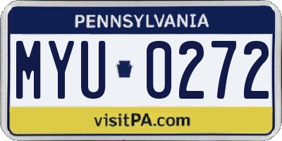 PA license plate MYU0272