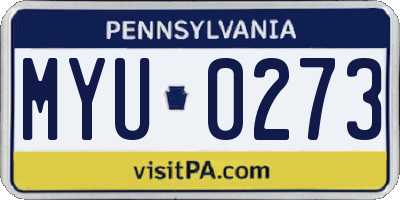 PA license plate MYU0273