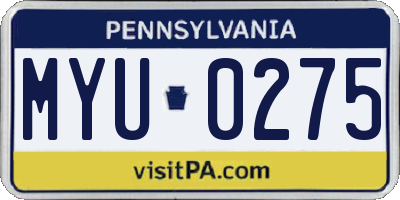PA license plate MYU0275