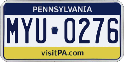PA license plate MYU0276