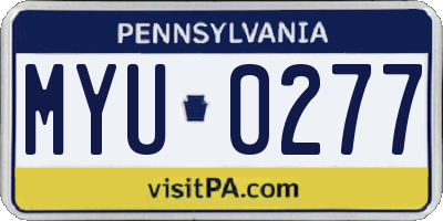 PA license plate MYU0277