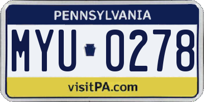 PA license plate MYU0278