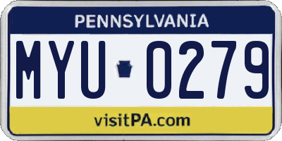PA license plate MYU0279