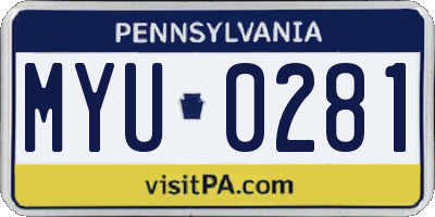 PA license plate MYU0281