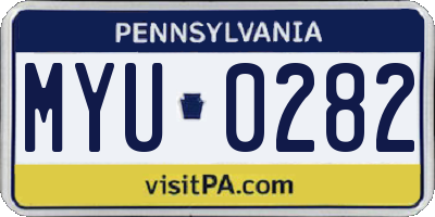 PA license plate MYU0282