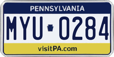 PA license plate MYU0284