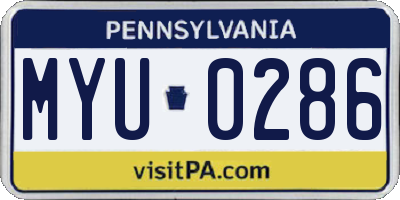 PA license plate MYU0286