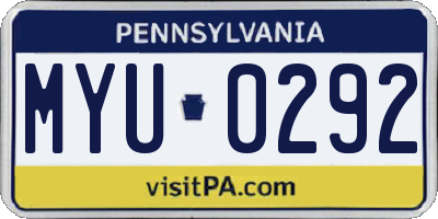 PA license plate MYU0292