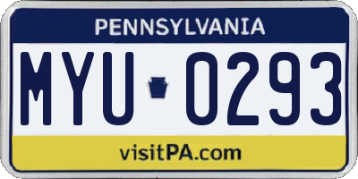PA license plate MYU0293