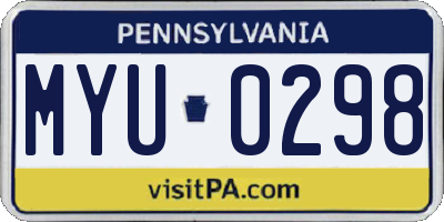 PA license plate MYU0298