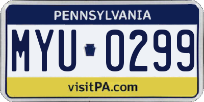 PA license plate MYU0299