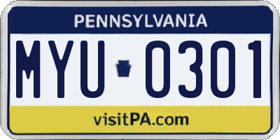 PA license plate MYU0301