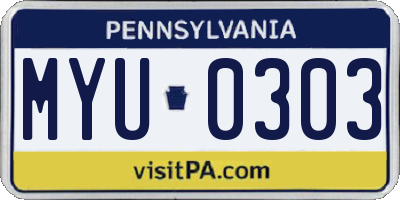 PA license plate MYU0303