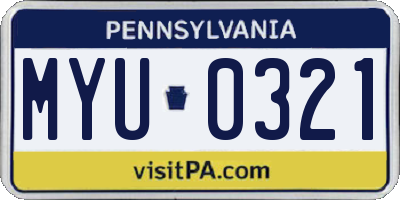 PA license plate MYU0321