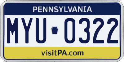 PA license plate MYU0322