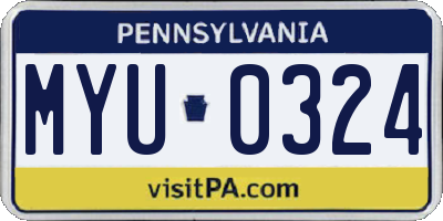 PA license plate MYU0324