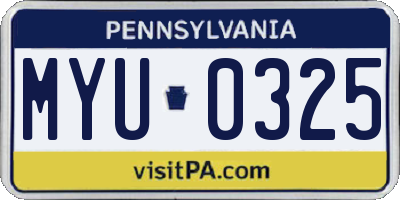 PA license plate MYU0325