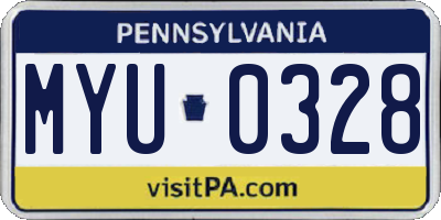 PA license plate MYU0328
