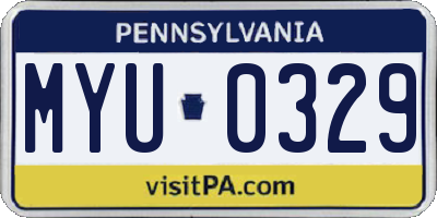 PA license plate MYU0329
