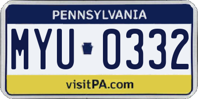 PA license plate MYU0332