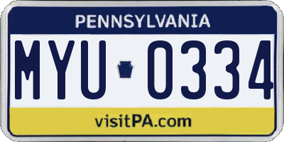 PA license plate MYU0334