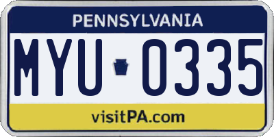 PA license plate MYU0335