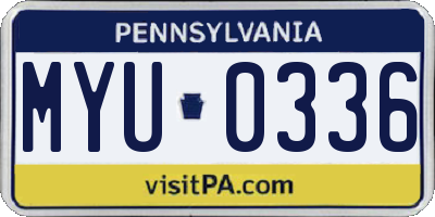 PA license plate MYU0336