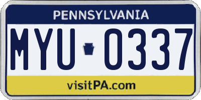PA license plate MYU0337