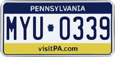 PA license plate MYU0339