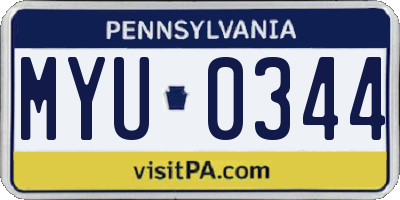 PA license plate MYU0344