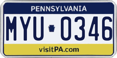 PA license plate MYU0346