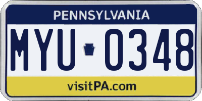 PA license plate MYU0348