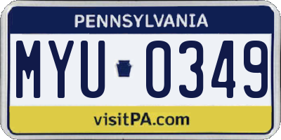 PA license plate MYU0349