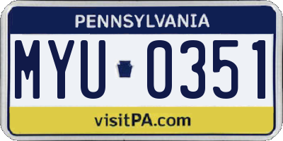 PA license plate MYU0351