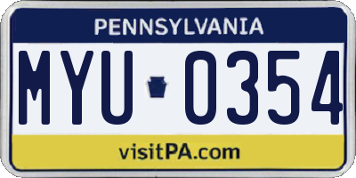 PA license plate MYU0354