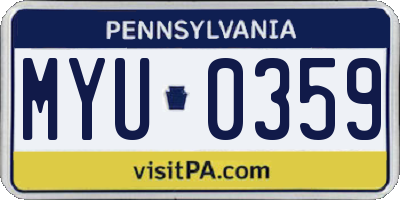 PA license plate MYU0359