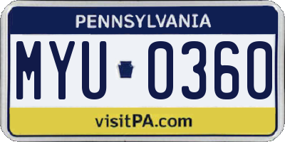 PA license plate MYU0360